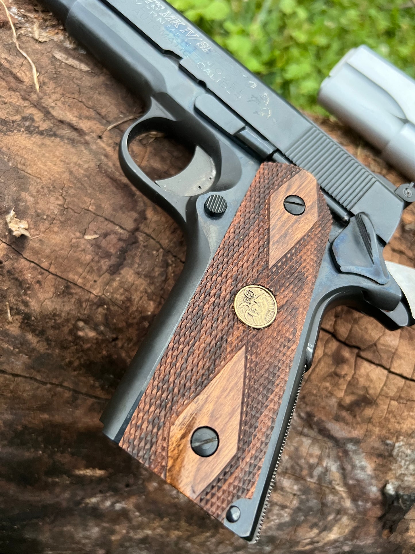 Ivory Checkering and Walnut Grips